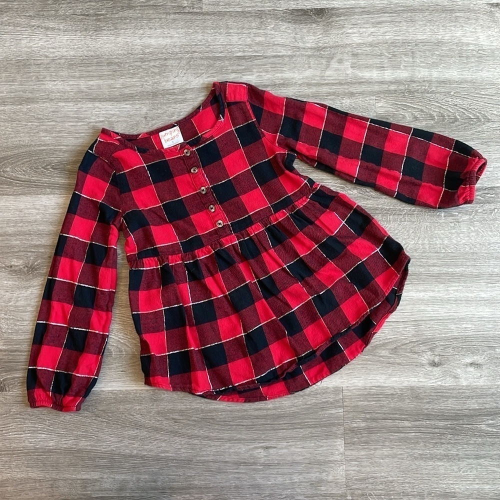 Jumping Beans little girls red/black plaid long sleeve top